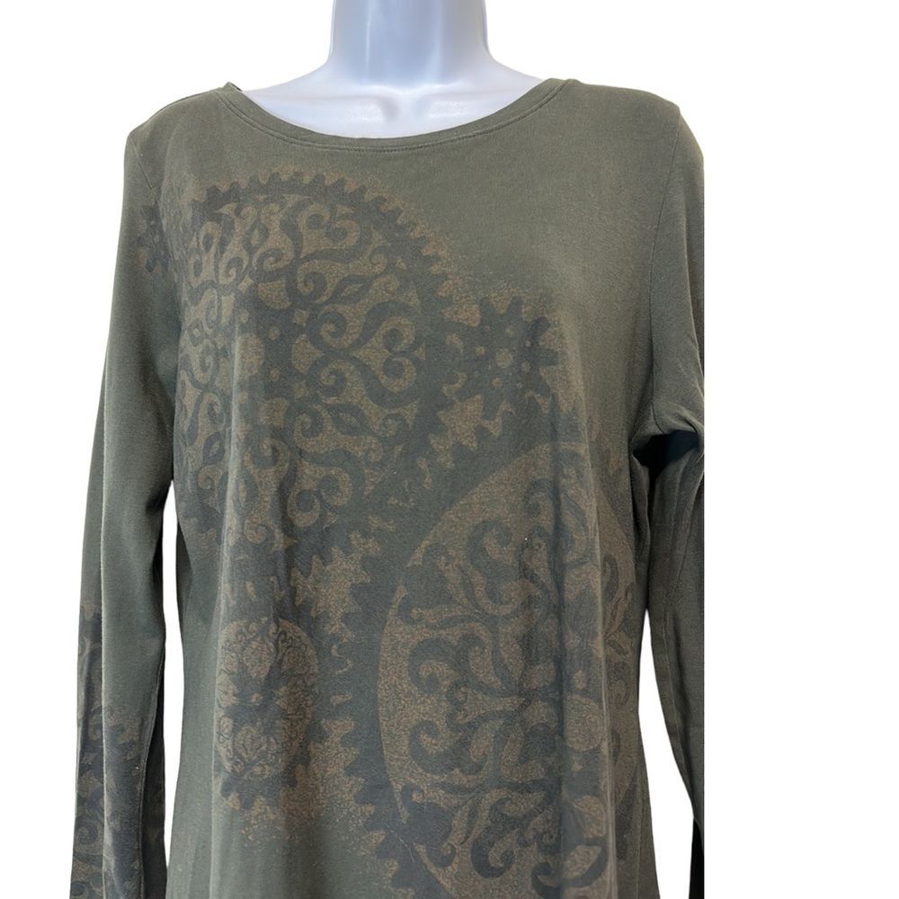 Peruvian connection Top M Pima cotton army green long sleeves